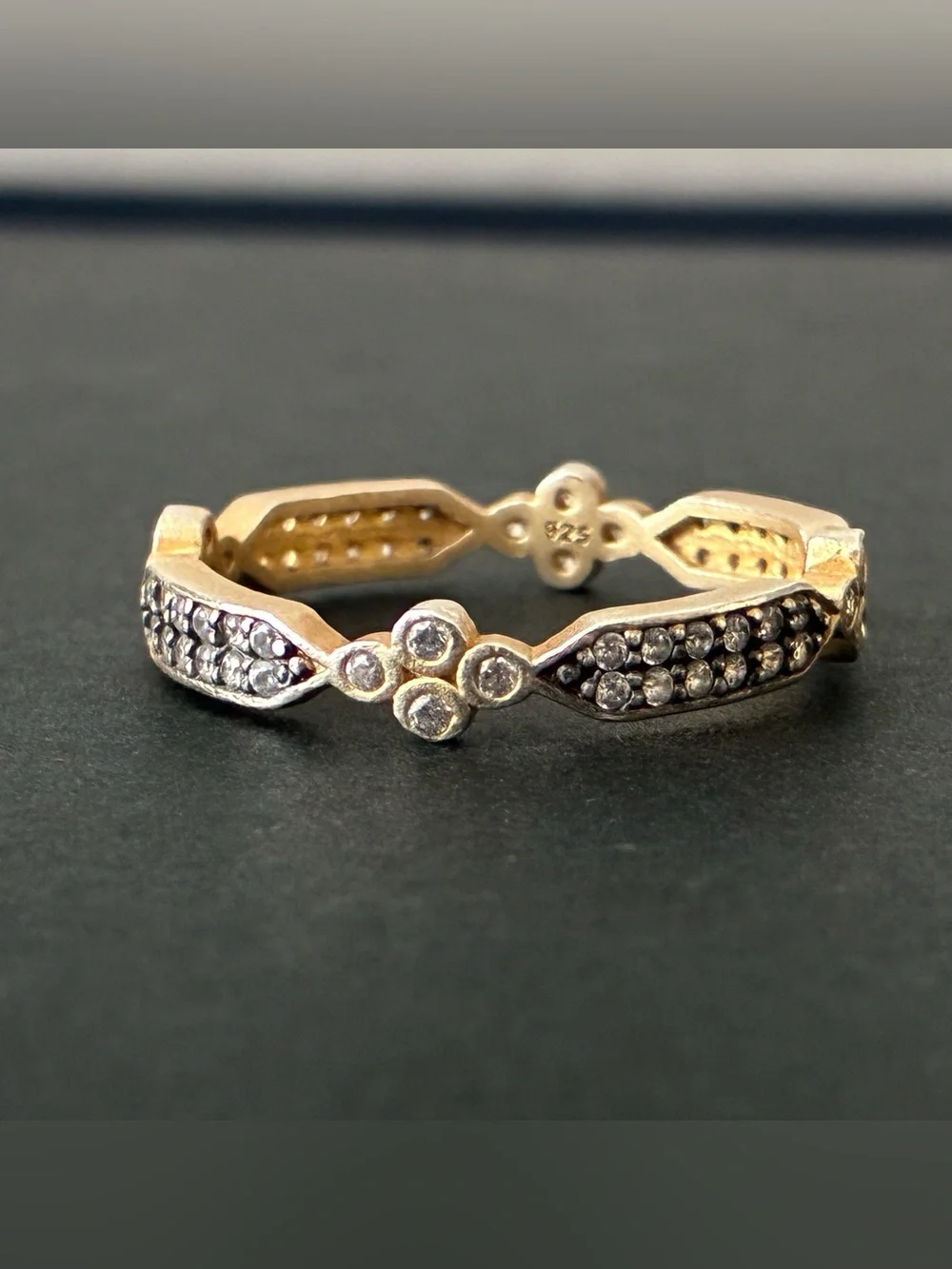 Sterling Silver Floral Pavé Stackable Ring - Freida Rothman Sz9